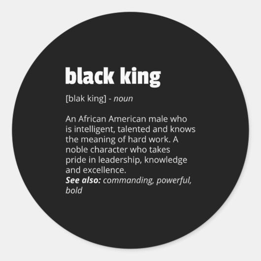 Black King Definition African Pride Black History  Ronde Sticker (Voorkant)
