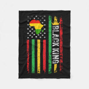 Black King Melanin Afro-Amerikaanse vlag Black His Fleece Deken