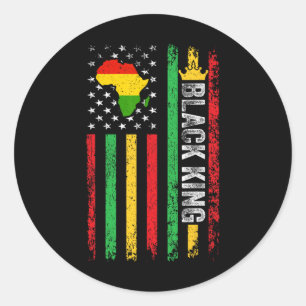 Black King Melanin Afro-Amerikaanse vlag Black His Ronde Sticker