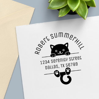 Black Kitten Cat Arch Adres 2 Zelfinktende Stempel