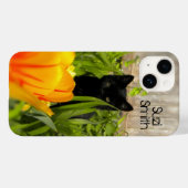 Black Kitten in de tuin Case-Mate iPhone Case (Achterkant (horizontaal))