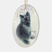 Black Kitten Silver Bulb Bokeh Kerstmis Keramisch Ornament (Links)
