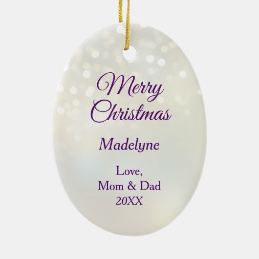 Black Kitten Silver Bulb Bokeh Kerstmis Keramisch Ornament (Achterkant)