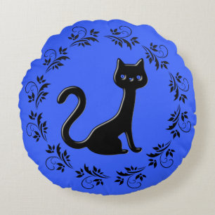 Black Kittens Cartoon 10 Rond Kussen