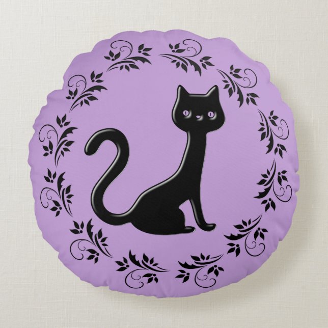 Black Kittens Cartoon 12 Rond Kussen (Voorkant)