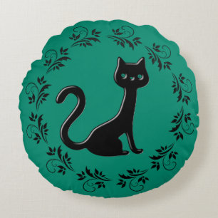 Black Kittens Cartoon 4 Rond Kussen