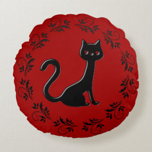 Black Kittens Cartoon 5 Rond Kussen