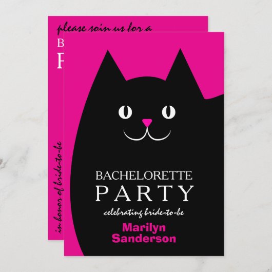 Black Kitty Cat Bachelorette Kaart (Voorkant / Achterkant)