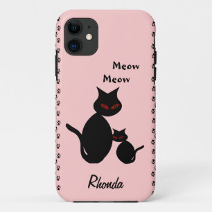 Black Kitty Cat Family Persoonlijk iPhone 11 Hoesje