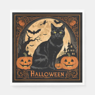Black Kitty Cat Halloween Servet