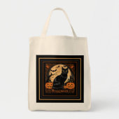 Black Kitty Cat Halloween Tote Bag (Voorkant)