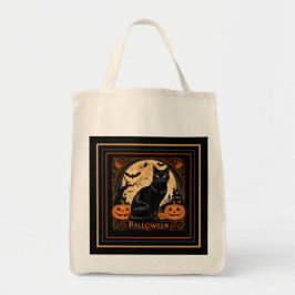 Black Kitty Cat Halloween Tote Bag