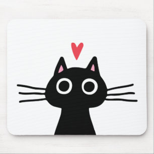 Black Kitty Cat met Valentijn Heart Muismat