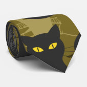 Black Kitty Cat Metallizer Factory Deco Stropdas (Opgerold)