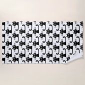 Black Kitty Cats Pattern - Fun Feline Dierenvriend Strandlaken (Voorkant)