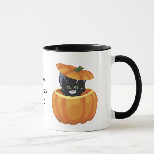 Black Kitty Citrouille Halloween Mug (Droite)