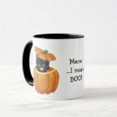Black Kitty Citrouille Halloween Mug (Devant gauche)