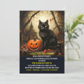 Black Kitty Kat Halloween Bash Uitnodigingen (Staand voorkant)