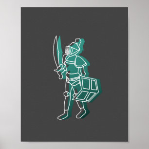 Black Knight Line Drawing Poster Runescape