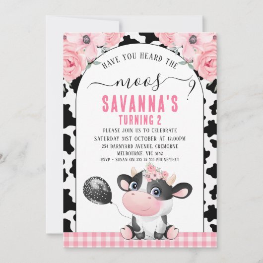 Black Koe Print Heb je de Moos Birthday gehoord Kaart (Voorkant)