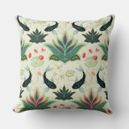 Black Koi Reimagined Damask Pillow Kussen