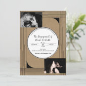 Black Kraft Minimal Modern Lines Verloving Kaart (Staand voorkant)