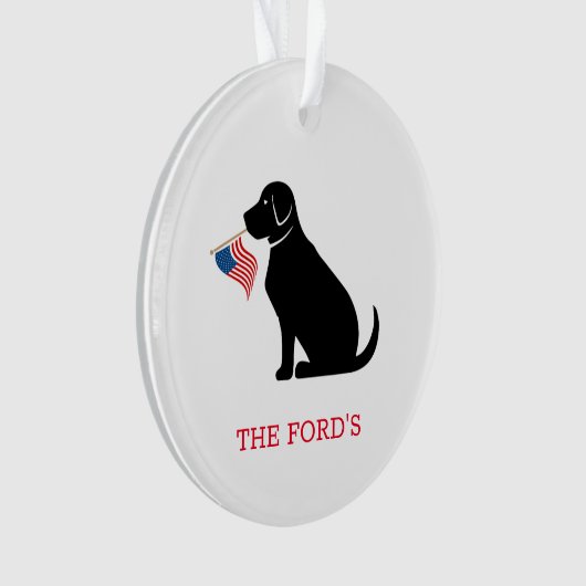 Black Lab American Flag Nom de famille Chien USA (devant)