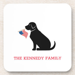 Black Lab American Flag Persoonlijke familienaam O Bier Onderzetter