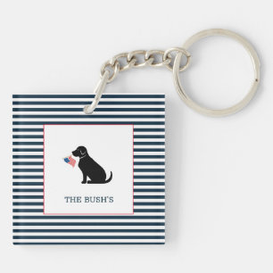 Black Lab Amerikaanse vlag familienaam Patriottisc Sleutelhanger