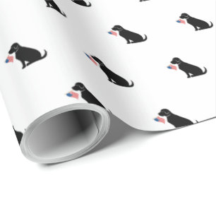 Black Lab Amerikaanse vlag VS Preppy Pet Love Cadeaupapier