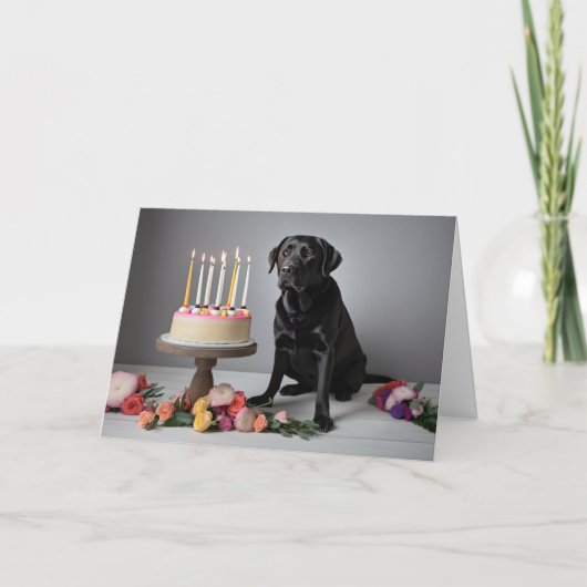 Black Lab Birthday Kaart (Voorkant)