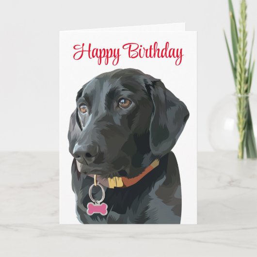 Black Lab Birthday Puppy Dog Labrador Retriever Kaart (Voorkant)