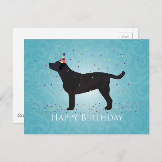 Black Lab Bonne conception de carte d'anniversaire (Devant / Derrière)