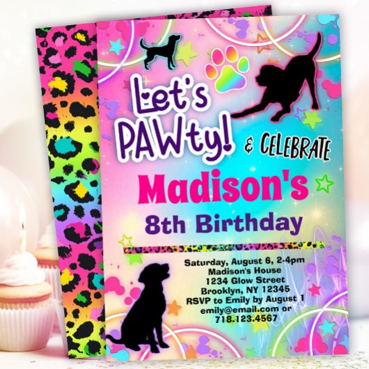 Black Lab Chien Anniversaire PAWty Invitation pour