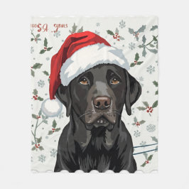 Black lab christmas blanket fleece deken