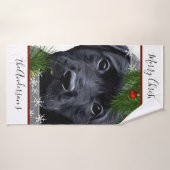 Black Lab Christmas - Chiot Labrador personnalisé (Serviette de bain)