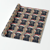 Black lab christmas gift wrap cadeaupapier (Uitgerold)