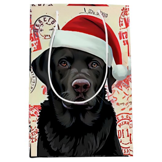 Black lab christmas medium cadeauzakje (Voorkant)