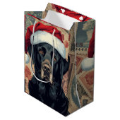 Black lab christmas medium cadeauzakje (Voorkant Gekanteld)