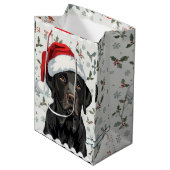 Black lab christmas medium cadeauzakje (Voorkant Gekanteld)