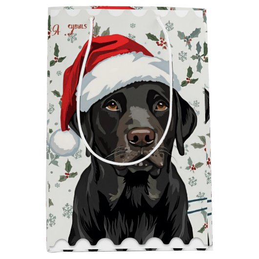Black lab christmas medium cadeauzakje (Voorkant)