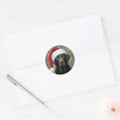 Black lab christmas ronde sticker (Envelop)
