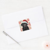 Black lab christmas vierkante sticker (Envelop)