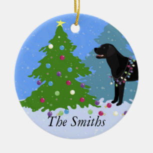 Black Lab dans la forêt Décoration de l'arbre de N