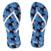 Black Lab Dog holding USA Flag, 4 juli aangepast Teenslippers (Voetbed)