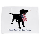 Black Lab Dog holding USA Flag, 4 juli Groot Cadeauzakje (Voorkant)