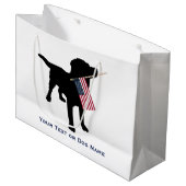 Black Lab Dog holding USA Flag, 4 juli Groot Cadeauzakje (Voorkant Gekanteld)