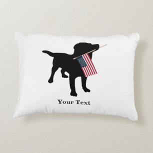 Black Lab Dog met Amerikaanse vlag, 4 juli Accent Kussen