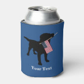 Black Lab Dog met Amerikaanse vlag, 4 juli Blikjeskoeler (Blikje Voorkant)