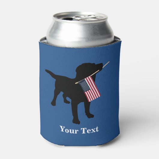 Black Lab Dog met Amerikaanse vlag, 4 juli Blikjeskoeler (Blikje Voorkant)